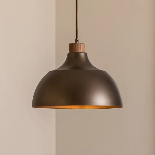Envostar Kaitt lógó világítás, barna, Ø 34 cm, fa részletek Azonnal elérhető