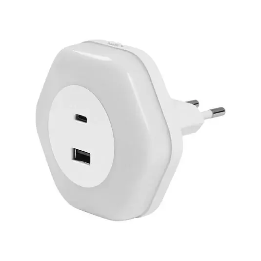 Végkiárusítás OSRAM LED-dugaszos éjszakai fény LUNETTA HEXAGON, érzékelő, USB