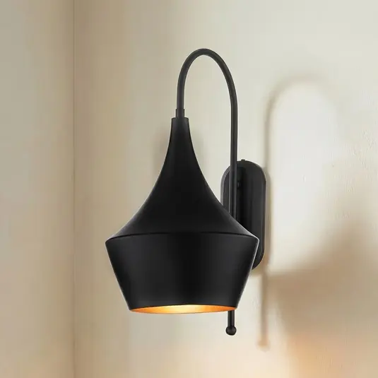 Legkelendőbb Olaf fali világítás, fekete, fém, magasság 48 cm