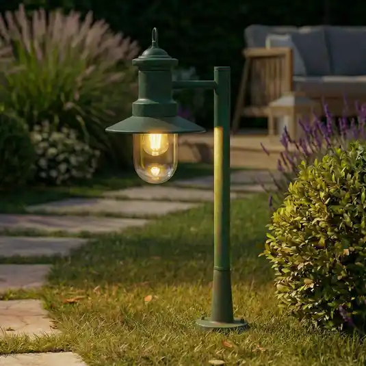 Lindby Eloretta osvény világítás, zöld, 60 cm, acél, IP44, E27 Kedvezményes ár