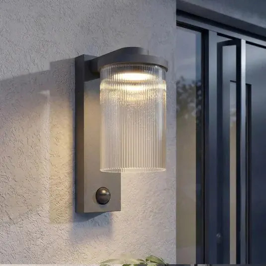 Ne maradj le Lucande LED kültéri falilámpa Beelia Sensor antracit csíkos