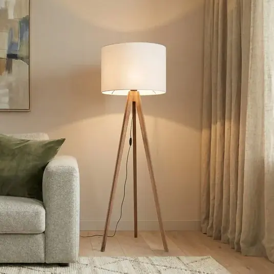 Grand álló világítás, krém/diófa, magasság 145 cm, E27 Csak ma
