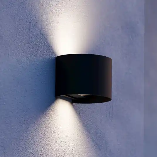 Expressz kézbesítés Calpino 3 LED kültéri falilámpa, fekete, szélesség 14 cm, 2 izzós
