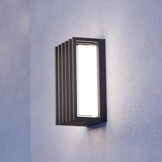 Genovese LED kültéri falilámpa, fekete, magasság 24 cm, fém Biztonságos fizetés