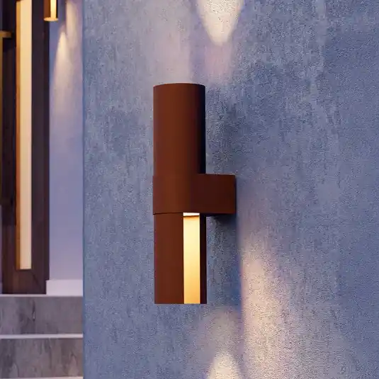 Bestseller Montelauro LED kültéri falilámpa, rozsdás színű, magasság 32 cm, fém