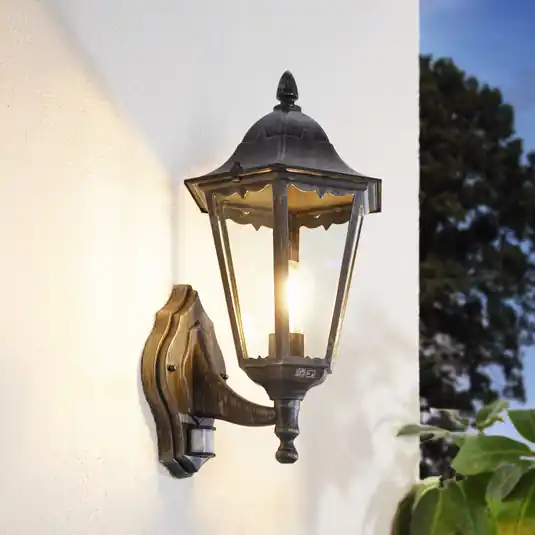 Kedvezményes ár Navedo kültéri fali lámpa, fekete/ezüst, magasság 42 cm, érzékelővel