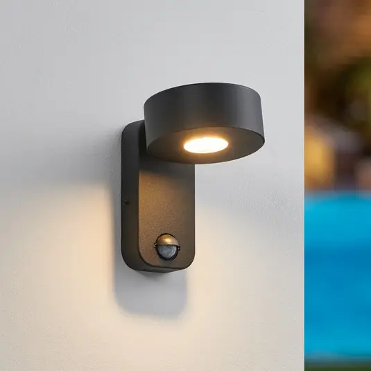 Ajánlat Palosco LED kültéri falilámpa, fekete, magasság 17 cm, fém, mozgásérzékelővel