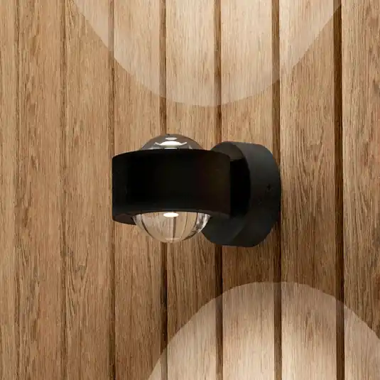 Treviolo LED kültéri falilámpa, fekete, 12 cm-es kiugrás, 2 izzós Exkluzív ajánlat
