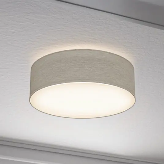 Biztonságos fizetés Litora mennyezeti világítás, taupe, Ø 30 cm, textil, E27