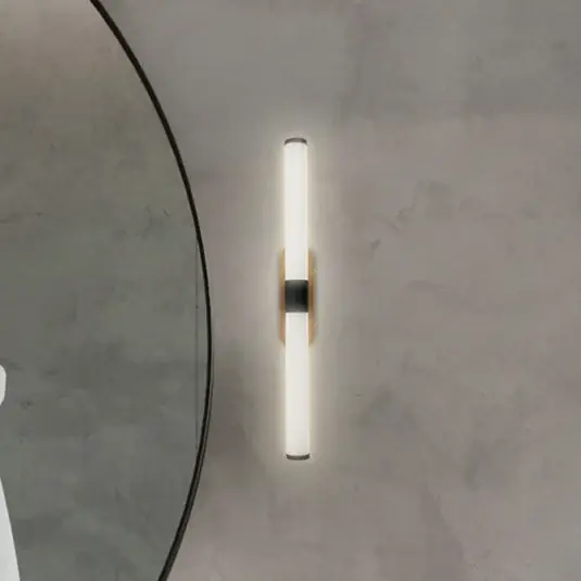 Szezonális akció LED fali világítás Runt, fekete/fa 3000 K IP44 Hosszúság 40 cm