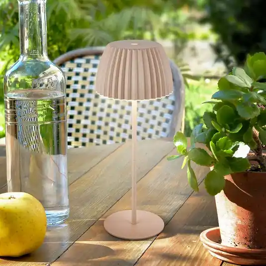 LED tölthető asztali világítás Brilo unplugged Riffle, 36 cm, bézs Szezonális akció
