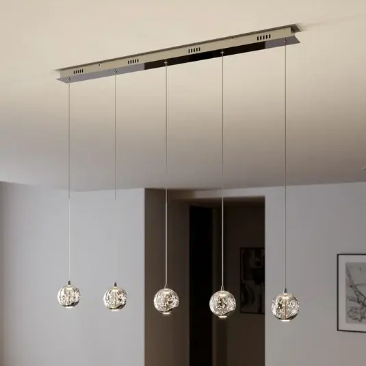 Legnépszerűbb Lucande LED-es függőlámpa Hayley, 96 cm, 5 lámpás, króm, üveg