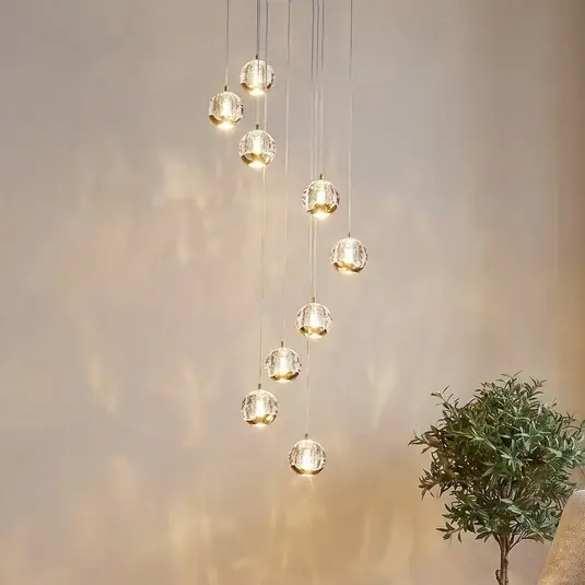 Lucande LED-es Hayley függőlámpa, Ø 40 cm, 9 lámpás, arany, üveg Prémium