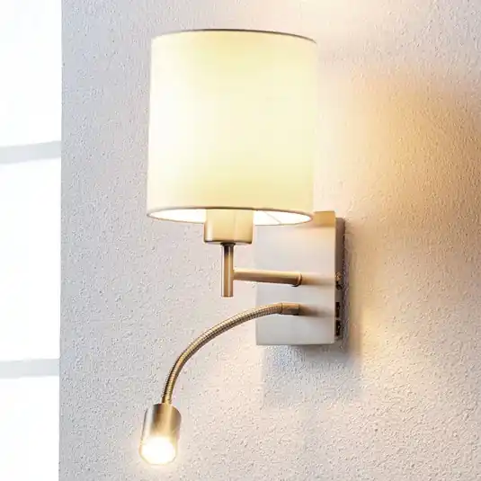 Lindby Camilo fali lámpa, nikkel színű, LED-es olvasólámpa, 28 cm Olcsó
