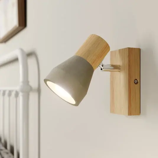 Lindby Filiz spotlámpa, 12 cm magas, fa, beton, E14 Azonnal elérhető
