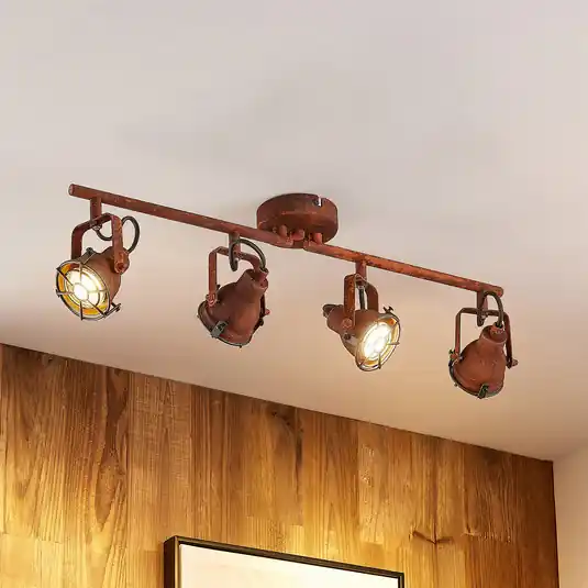 Lindby mennyezeti spot Scabra, 63 cm, rozsdabarna, 4 lámpás, fém Kedvezményes ár
