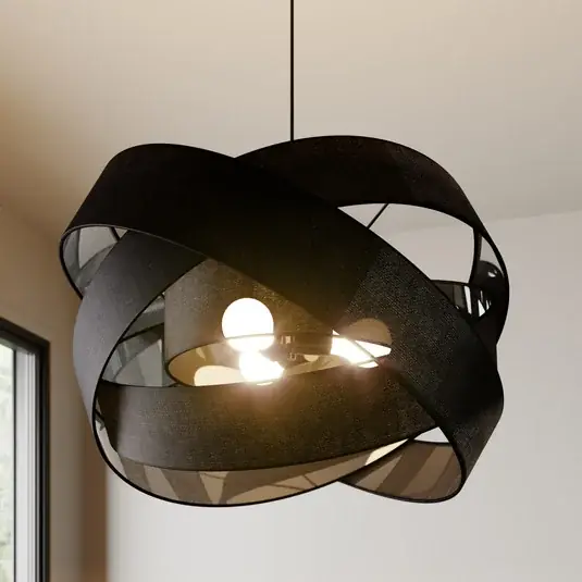 Legnépszerűbb Lindby függőlámpa Simaria, fekete, textil, Ø 60 cm, E27