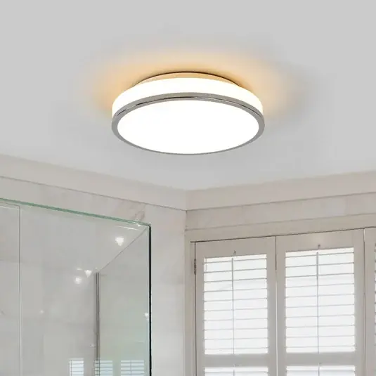 Árengedmény Lindby LED mennyezeti világítás Lyss, Ø 28 cm, króm színű, IP44
