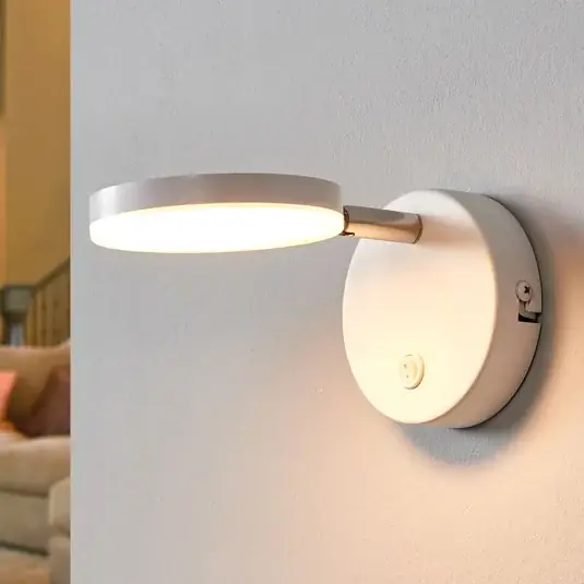 Utolsó esély Lindby LED fali lámpa Milow, fehér, 9,6 cm magas, kapcsoló