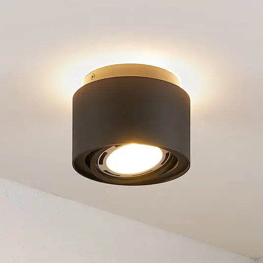 Arcchio mennyezeti lámpa Walisa, Ø 15 cm, fekete, fém, GU10 Gyors szállítás