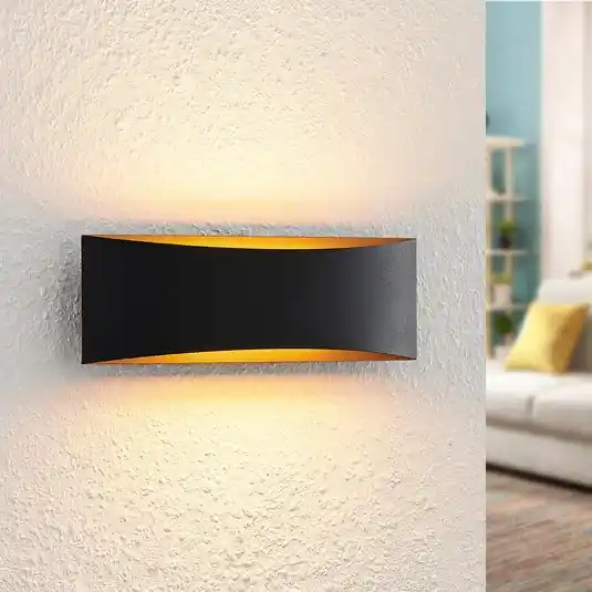 Arcchio LED fali lámpa Jelle, 27 cm, fekete/arany, fel/le, le/fel Gyors szállítás