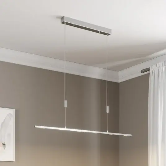 Alacsony ár Lucande LED-es függőlámpa Arnik, 120 cm, nikkel színű, fényerőszabályozós