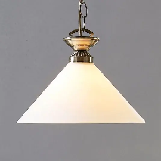 Lindby Otis függőlámpa, Ø 30 cm, fehér, üveg, kúp, E27 Gyors kiszállítás