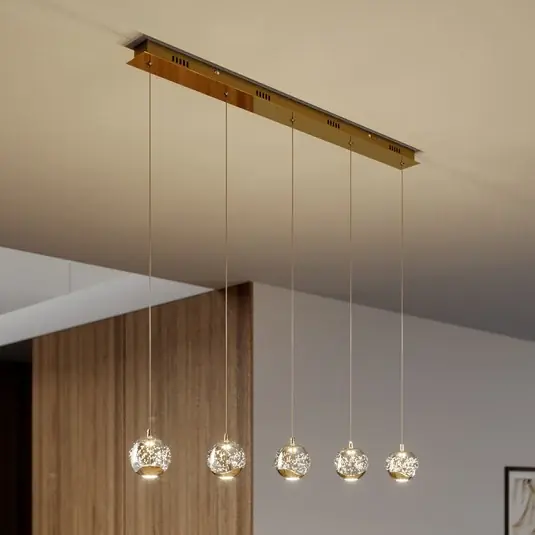 Lucande LED-es függőlámpa Hayley, 96 cm, 5 lámpás, arany, üveg Ajánlat