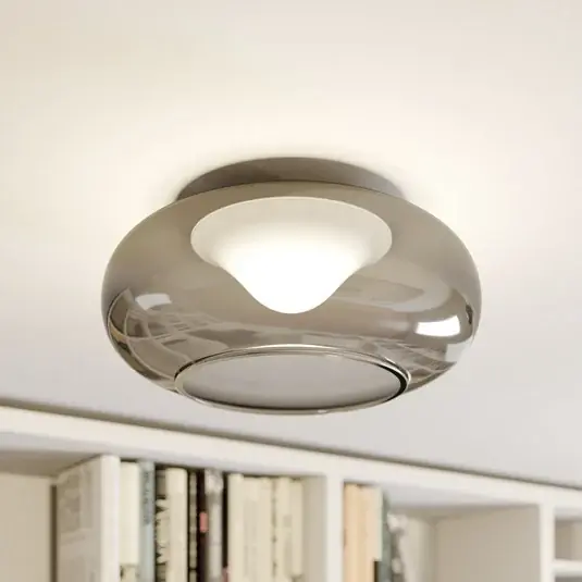 Vásárlói kedvenc Lucande LED-es mennyezeti lámpa Mijo, Ø 43 cm, füstszürke, üveg