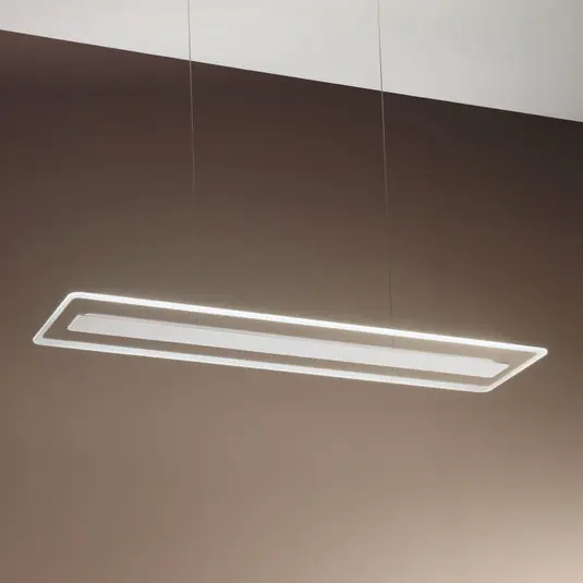 Biztonságos fizetés LED függő lámpa Antilla, üveg, négysz., fehér