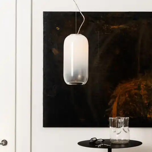 Újdonság Artemide Gople üveg függő lámpa, fehér/ezüst