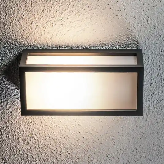 Azonnali szállítás Lucande kültéri fali lámpa Tame, antracit, fém, 25 cm