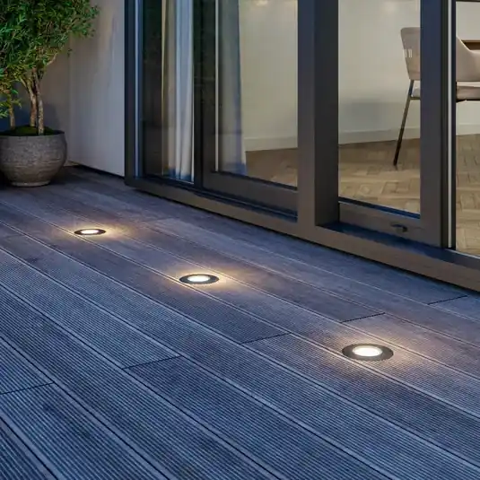 Végkiárusítás Lucande LED padlóbeépített lámpa Ava, Ø 12 cm, kerek, IP67