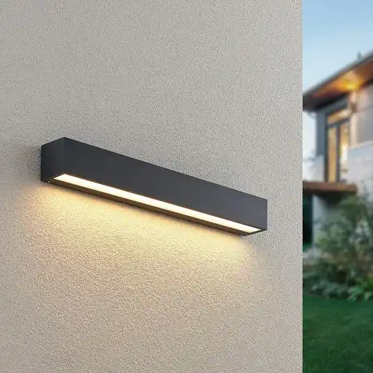 Árcsökkenés Lucande LED fali világítás Lengo, 50 cm, antracit, lefelé irányuló, 3000 K