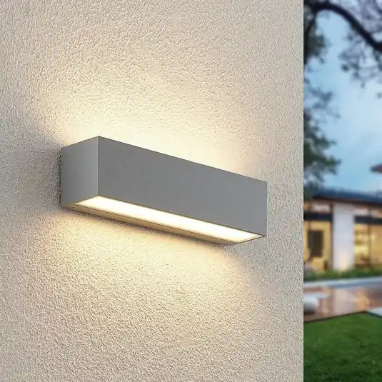 Lucande Lengo 25 cm-es ezüst színű LED kültéri fali lámpa, felfelé/lefelé Szuper ajánlat