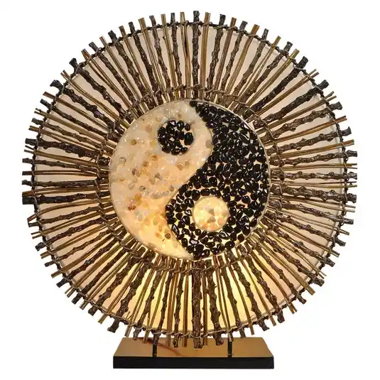 Vedd meg most Asztali lámpa Ying Yang Batur kerek 40 cm barna