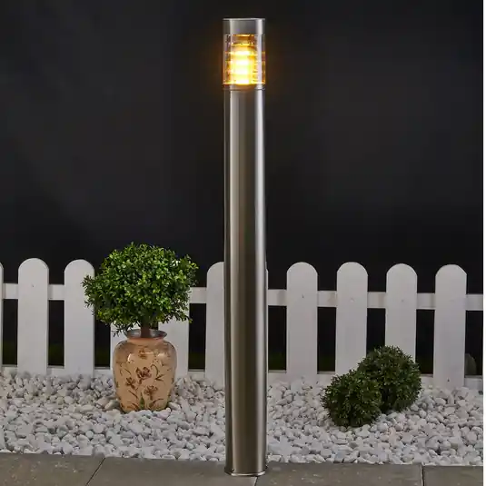 Biztonságos fizetés Lindby ösvény világítás Enja, 100 cm, rozsdamentes acél, IP44, E27