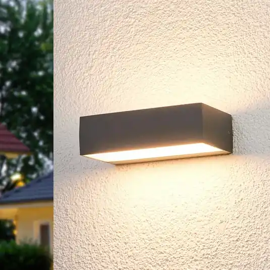 Népszerű Lucande LED kültéri fali lámpa Lissi, 21 cm, antracit, IP54