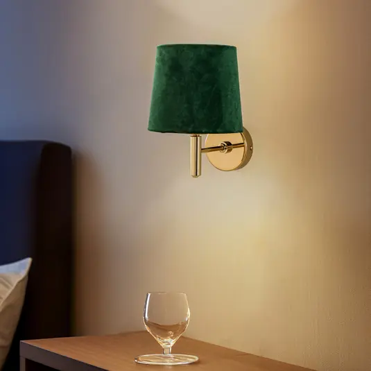 Nézd meg most Polo Plus fali világítás, textil árnyék, sárgaréz/zöld