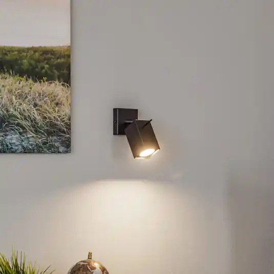 Square fali spotlámpa, fekete, 1 izzóval Biztonságos fizetés