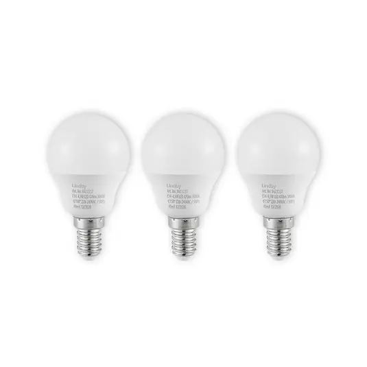 Korlátozott ajánlat Lindby LED lámpa E14 G45 4.5W 3,000K opál 3 darabos készlet