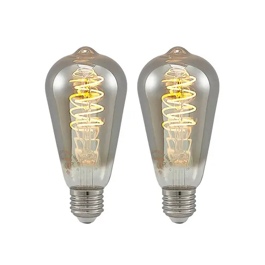 Lucande LED izzó E27 ST64 4 W 1 800 K, dimmelhető, titán színű, 2 db Olcsóbb
