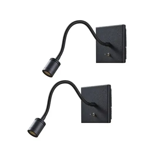 Ne maradj le Lindby LED fali lámpa Mayar, 2db, fekete, olvasólámpa, 11 cm, olvasólámpa, 11 cm