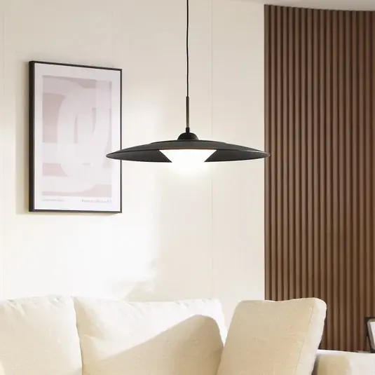 Szuper ajánlat Lucande LED-es függőlámpa Foco, fekete, fém, Ø 50 cm