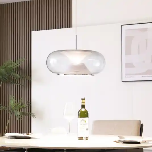Lucande LED függőlámpa Orasa, üveg, fehér/tiszta, Ø 43 cm Kedvezményes ár