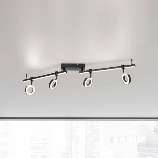 Utolsó esély JUST LIGHT. LOLAsmart Bileda LED mennyezeti lámpa, 4-lámpás, fekete