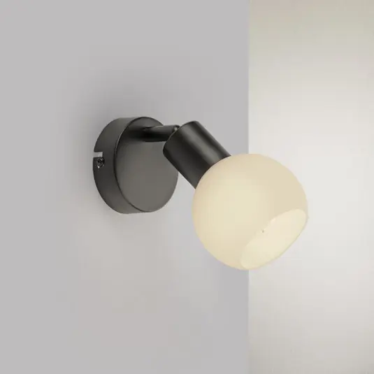 JUST LIGHT. Loki fali lámpa, fekete, vas, üveg Szuper ajánlat
