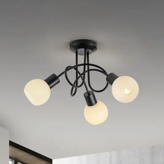 JUST LIGHT. Loki mennyezeti lámpa, 3 lámpás, kerek, fekete, vas Utolsó esély