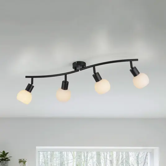 Ajánlat JUST LIGHT. Loki mennyezeti lámpa, 4-lámpás, fekete, vas, üveg