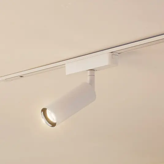 Végkiárusítás Lindby LED-es reflektor 48 V Lumaro, fehér, Ø 4 cm, alumínium, fényerőszabályozó